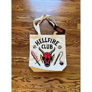 Netflix Cream Hellfire Club Stranger Things Canvas Tote Bag Unisex NWT OS